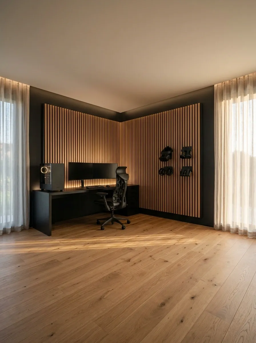 Black Gaming Room With a Dedicated VR Play Zone