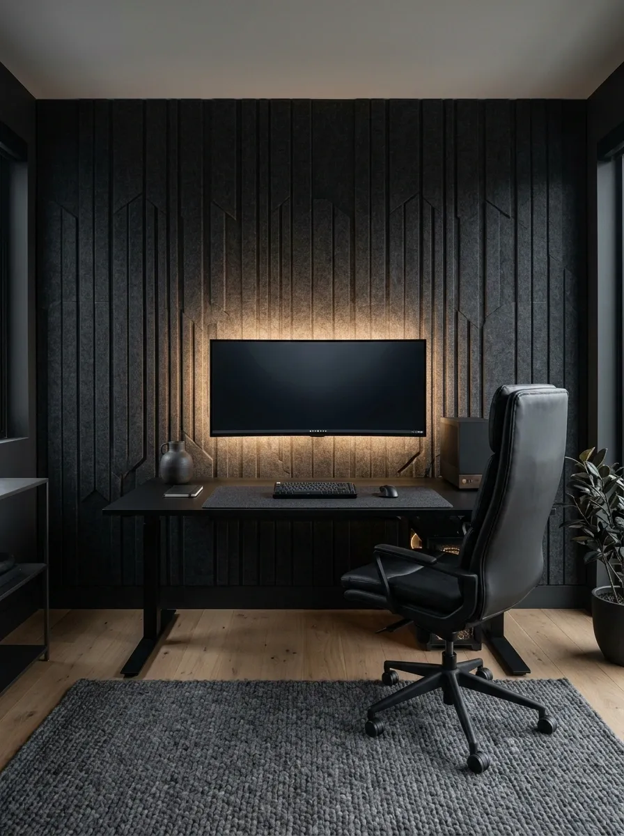 Black Gaming Room With Acoustic Felt Panels