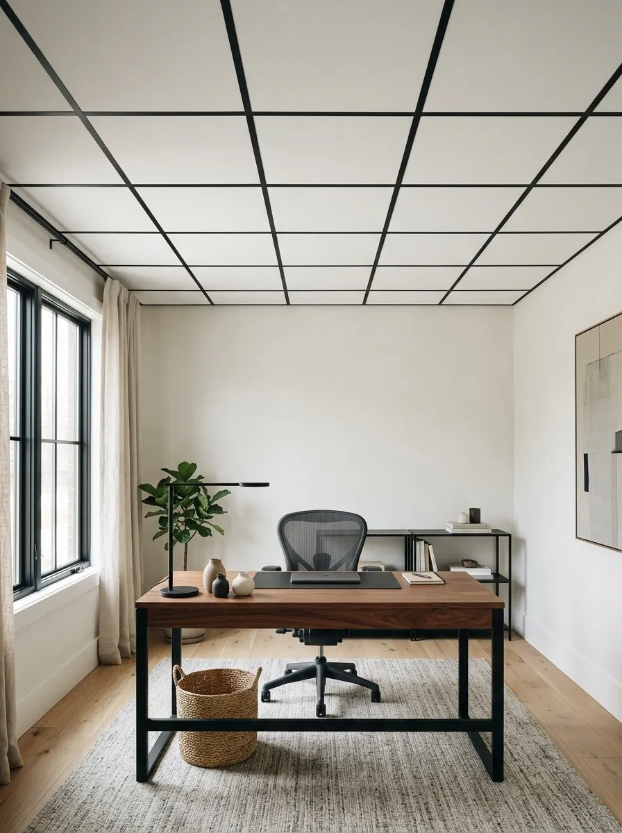 Black Grid With White Panels in a Modern Home Office