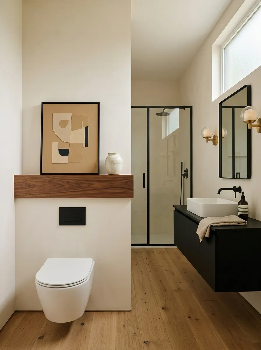 Black Vanity With Walnut And Warm Tan Art