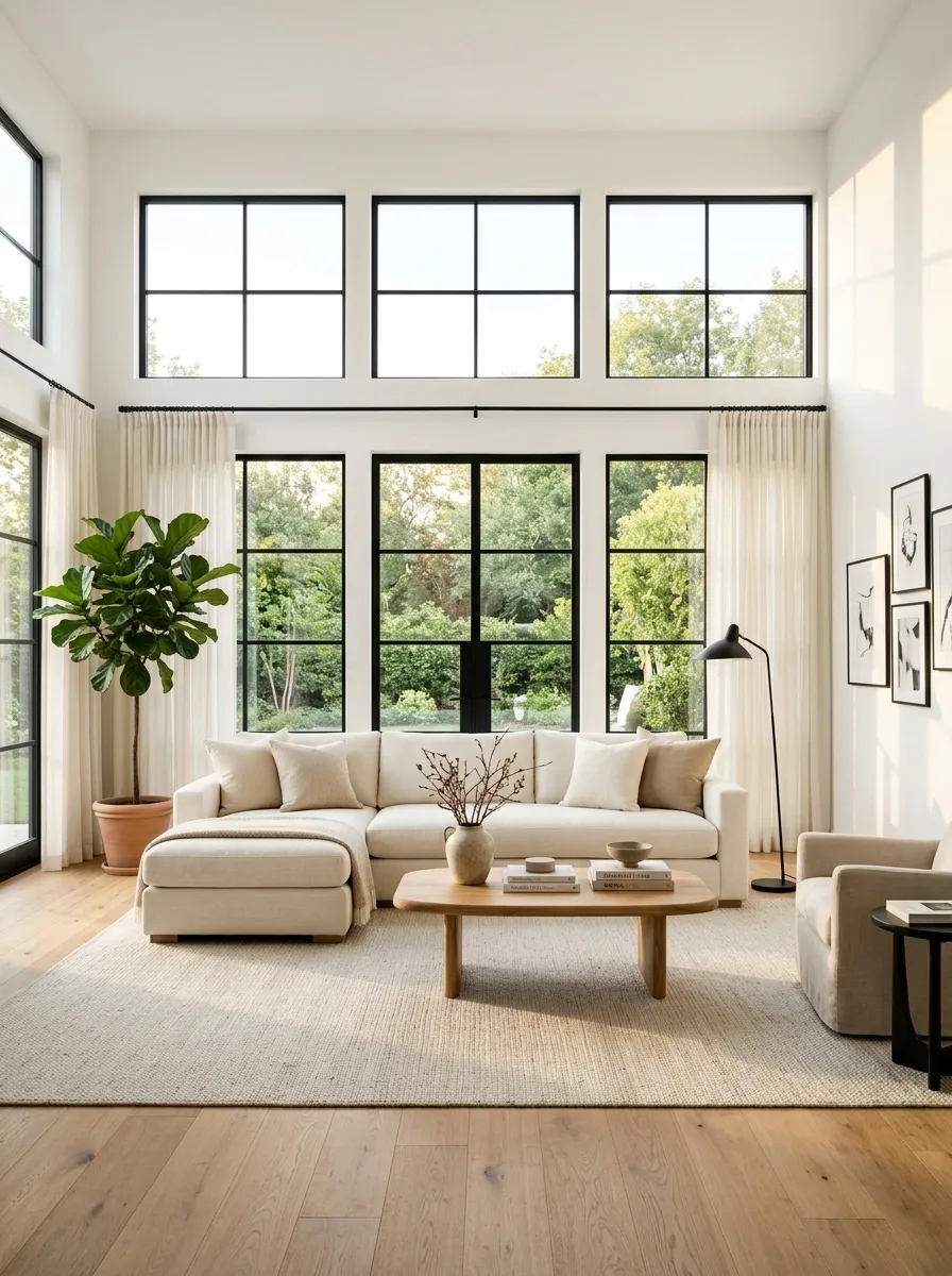 Black Window Frames With a Bright White Shell