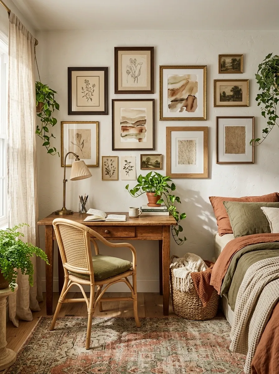 Bohemian Bedroom With a Collected Work Nook