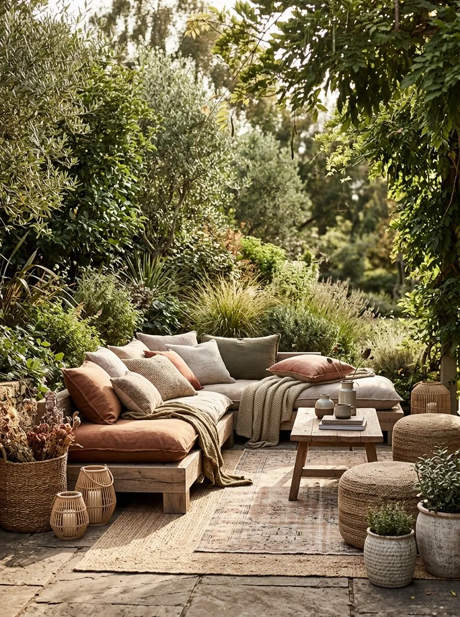 Bohemian Garden Lounge With Low-Level Seating