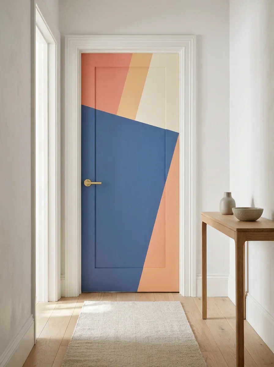 Bold Geometric Door With Color-Blocked Shapes