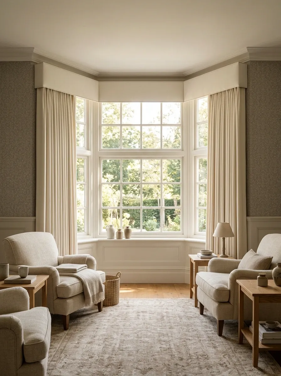Box Bay With a Tailored Fabric Pelmet