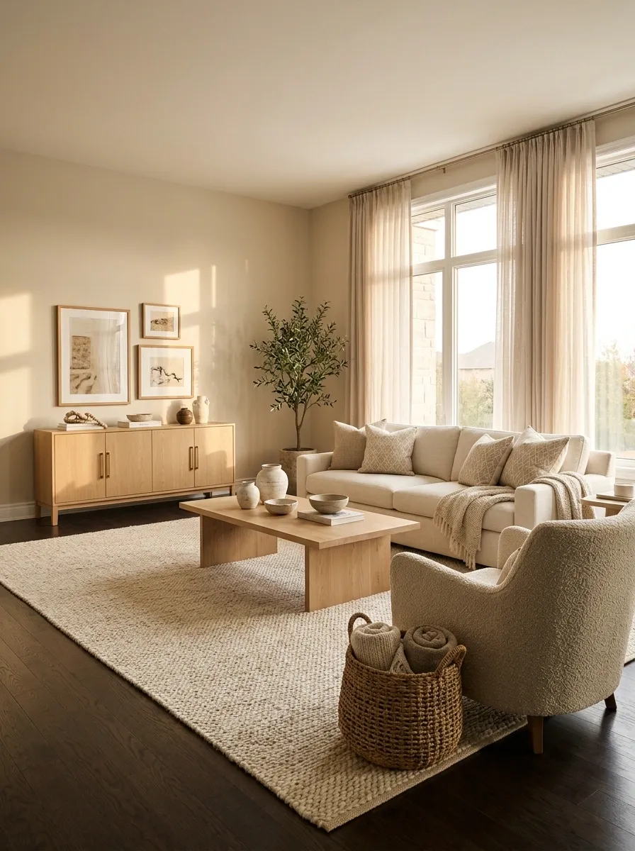 Break Up Dark Flooring With Light, Textured Layers