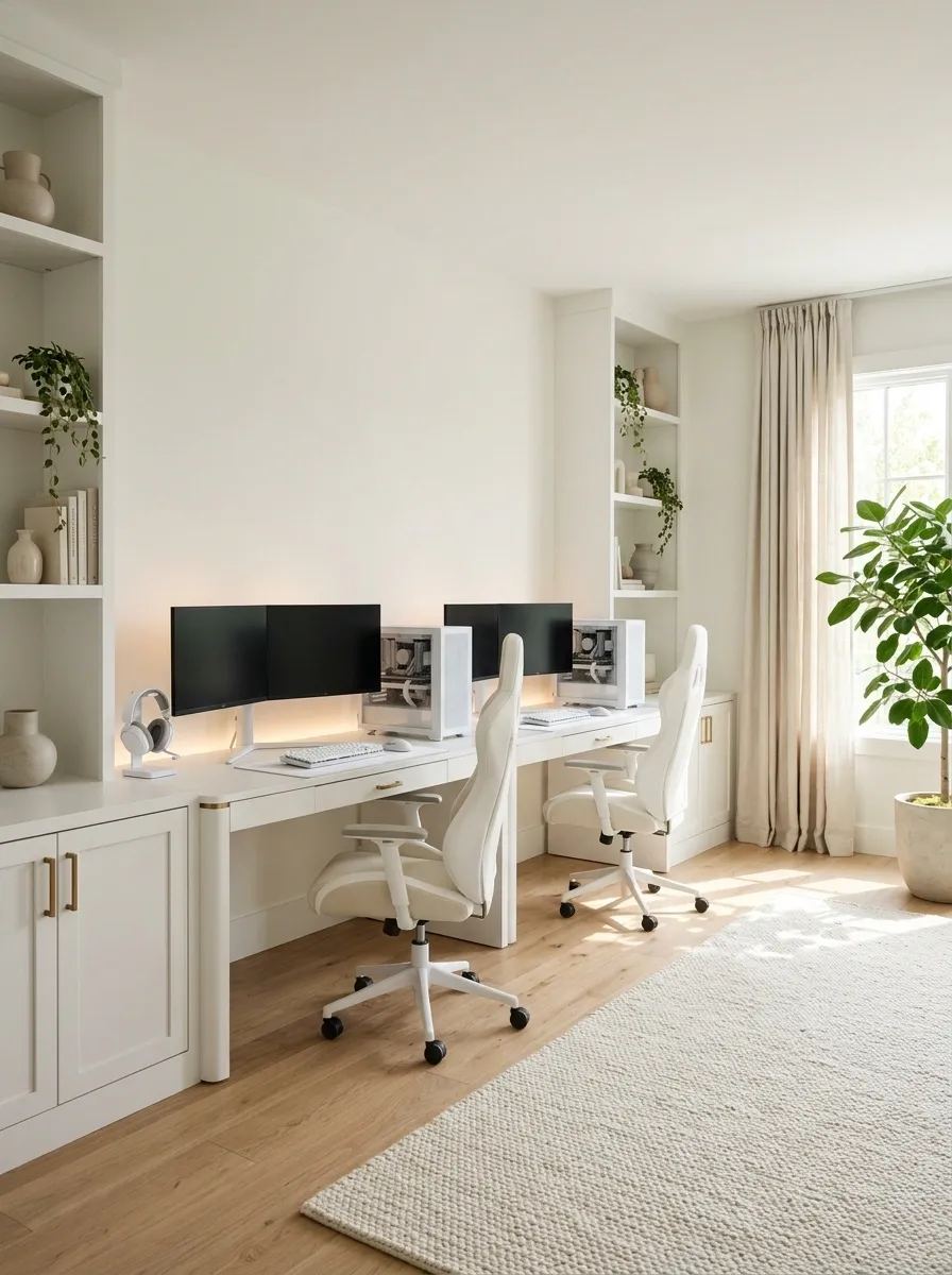 Bright White Gaming Room With Discreet RGB