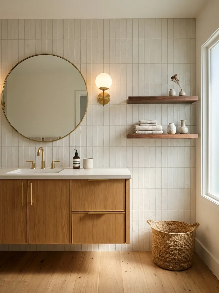 Bring in Natural Wood for a Warmer Bathroom