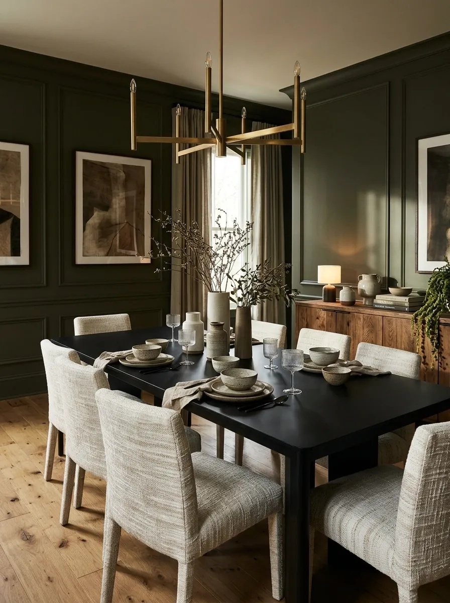 Build a Moody Dining Room With Deep Walls and Warm Lighting