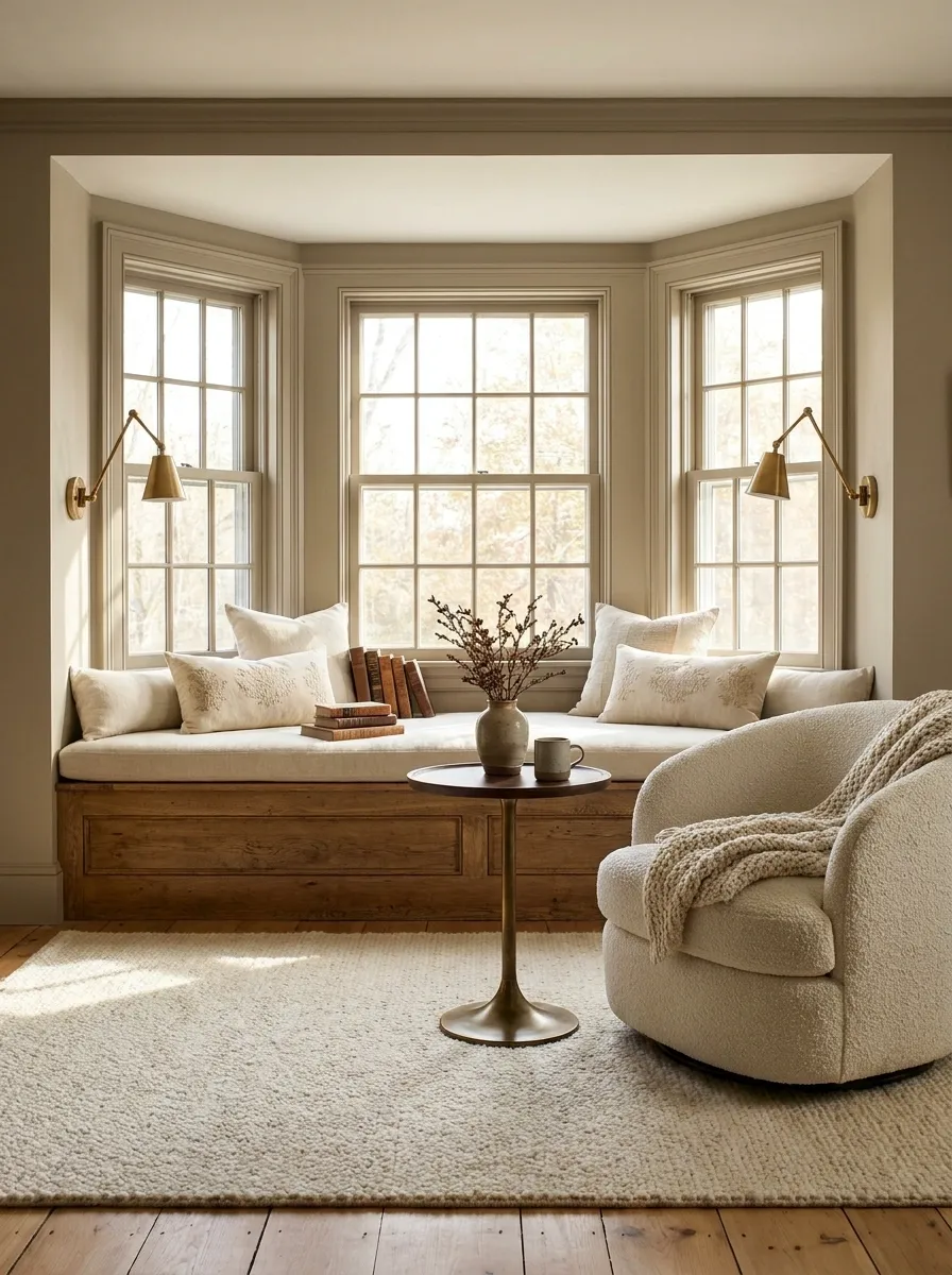 Built-In Bench and Lounge Chair Reading Corner