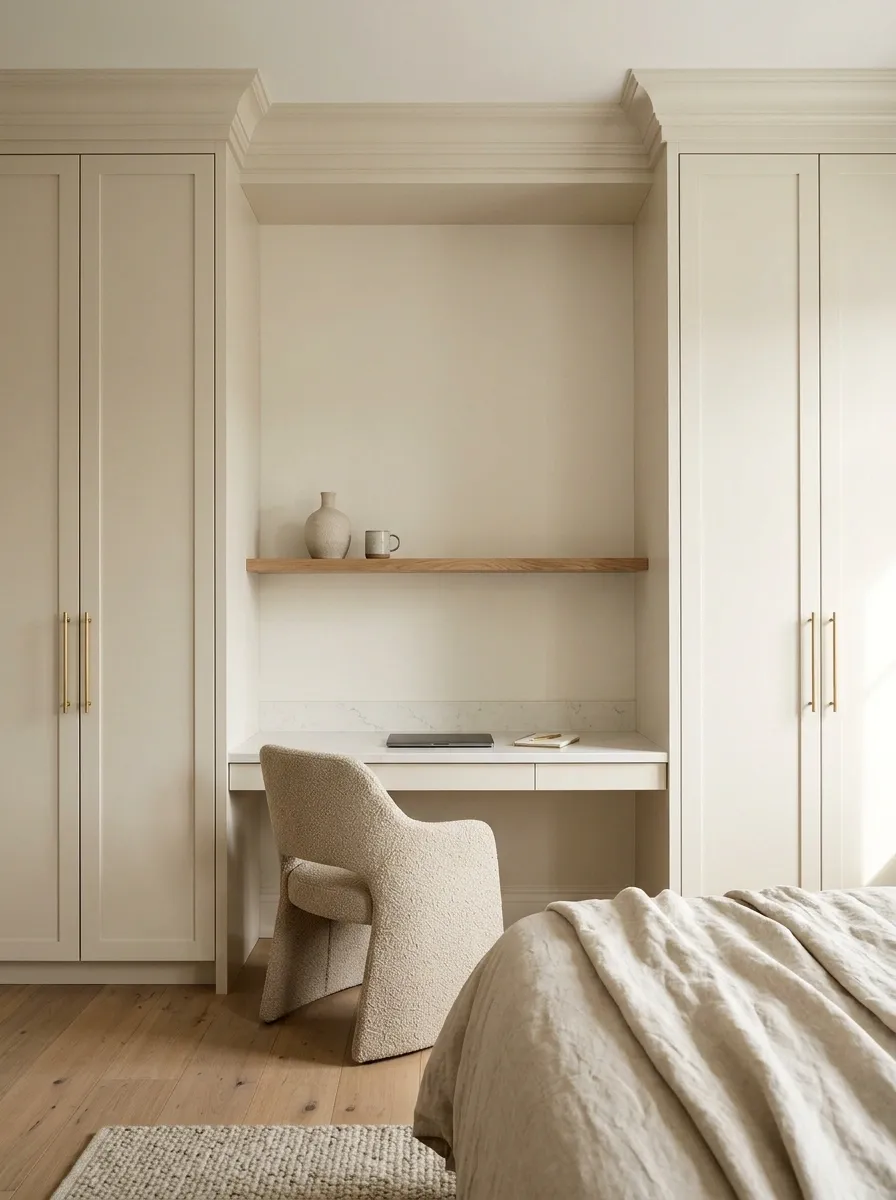 Built-In Desk Between Two Wardrobe Towers