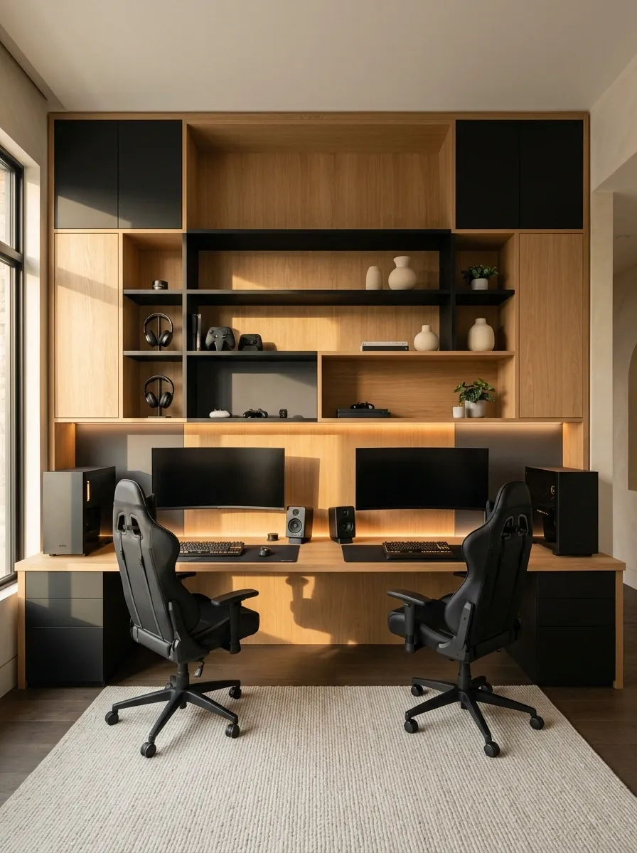 Built-In Gaming Wall With Clean Cable Management
