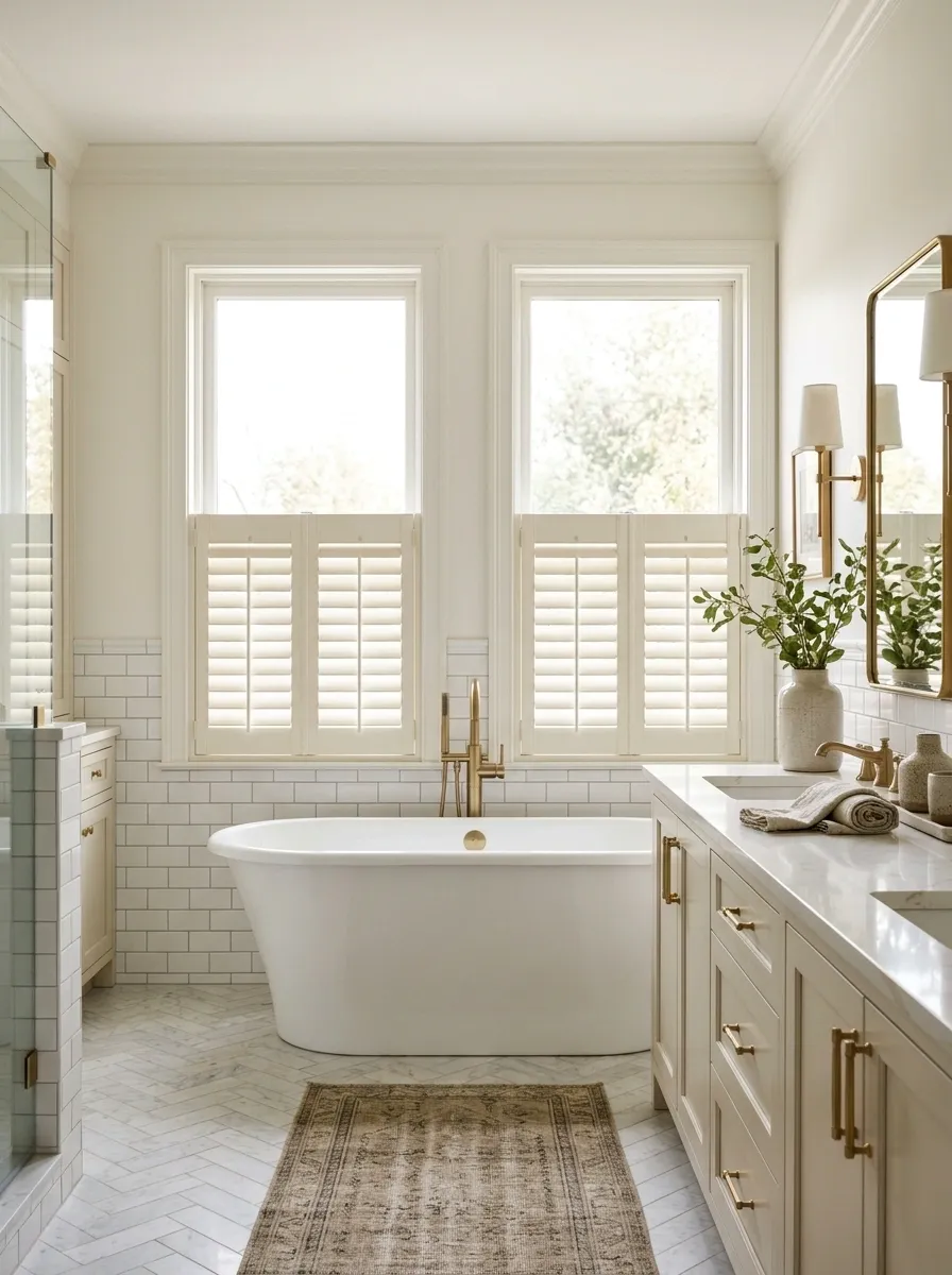 Café Shutters for a Street-Facing Bathroom