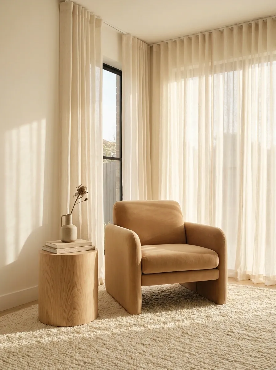 Camel Chair With Layered Neutral Textures