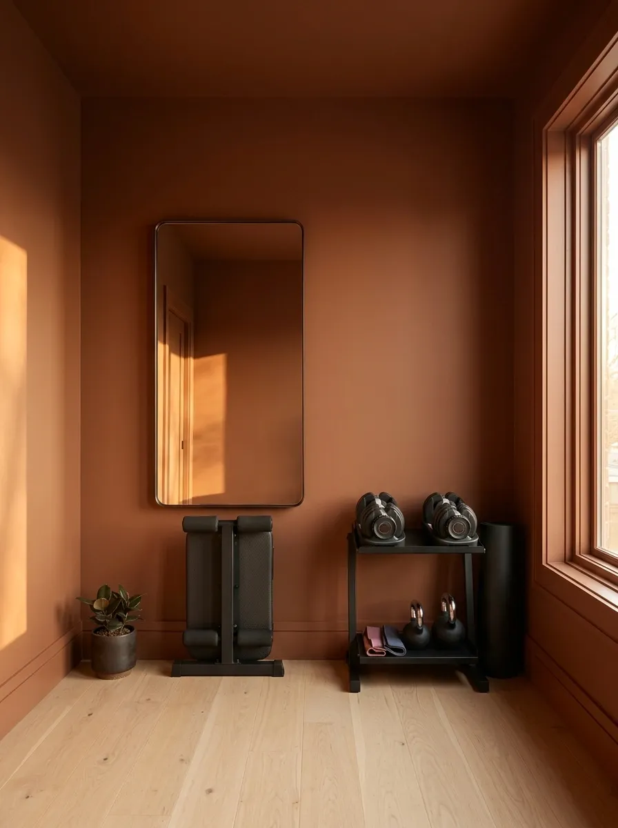 Cinnamon Color-Drenched Compact Workout Room