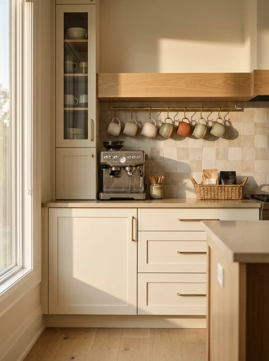 Coffee Station With a Built-In Mug Wall