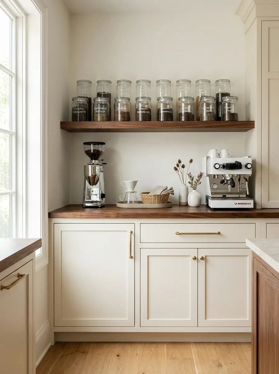 Coffee Station With a Dedicated Bean Storage Wall