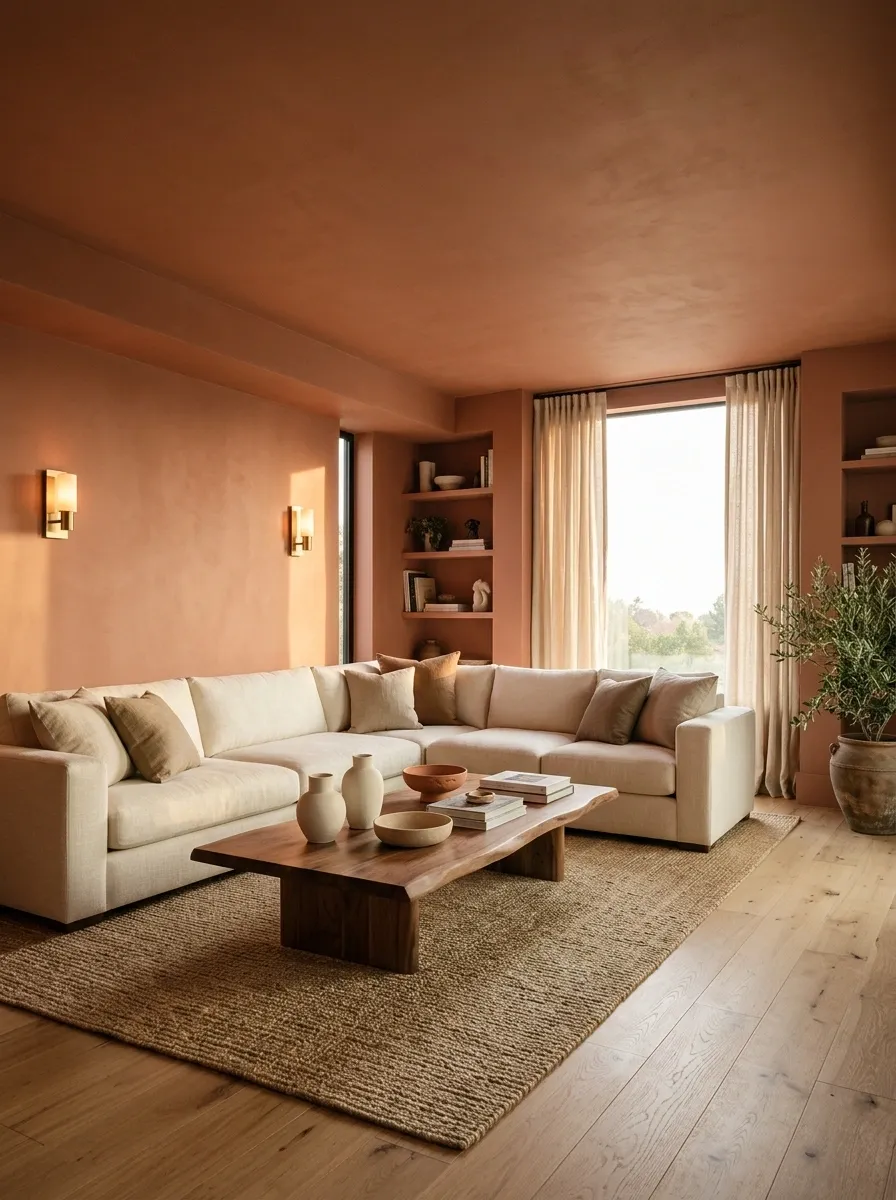 Color-Drenched Living Room With a Matching Ceiling