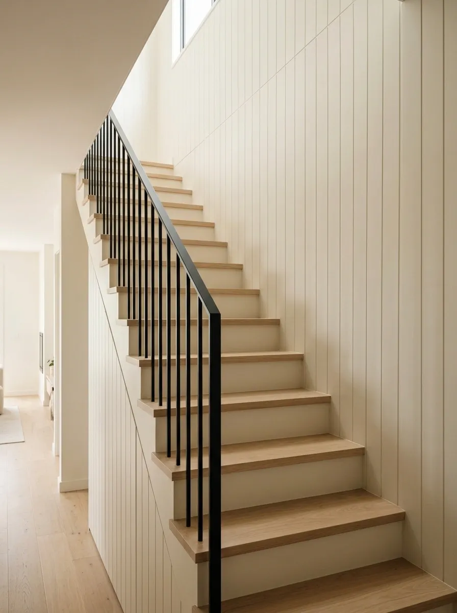 Compact Apartment Staircase With Narrow Vertical Panels