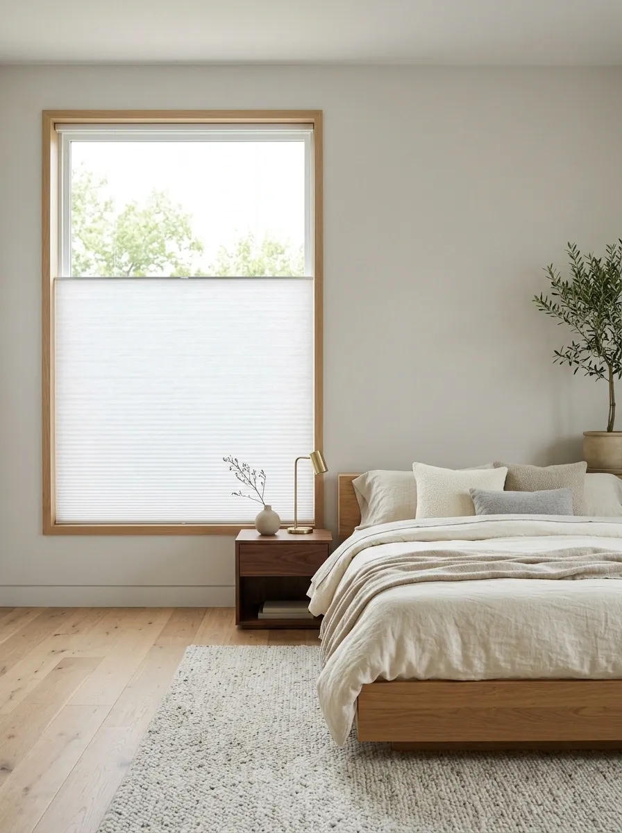 Contemporary Bedroom With Top-Down, Bottom-Up Shades