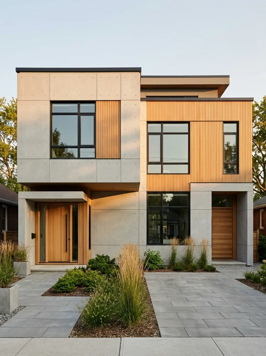 Contemporary Duplex With Two Distinct but Related Front Elevations
