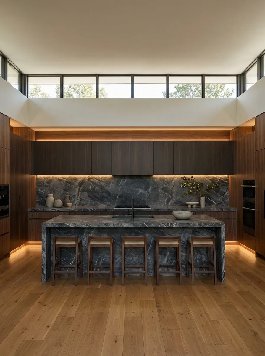 Contemporary Kitchen With High Clerestory Windows