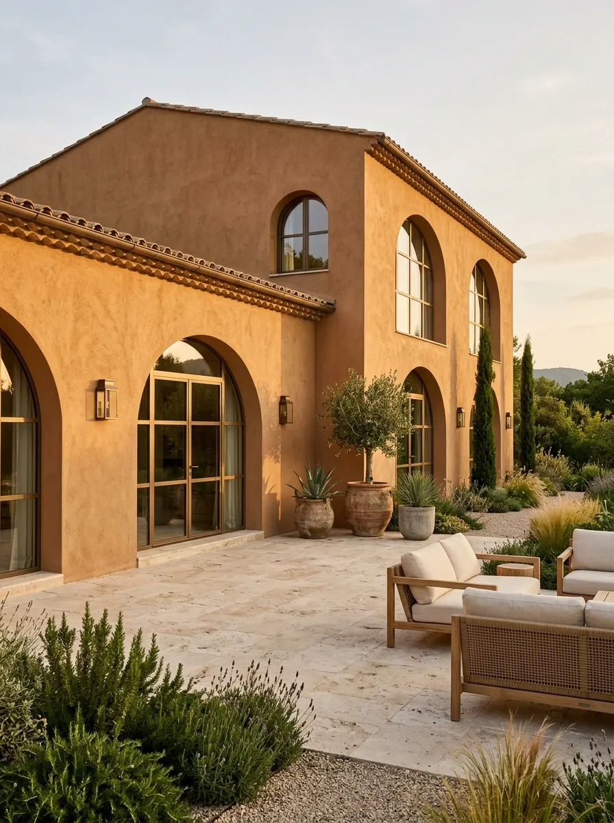 Contemporary Mediterranean House With Terracotta Plaster
