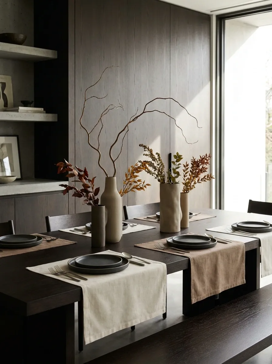 Contemporary Thanksgiving Table With Sculptural Ceramics