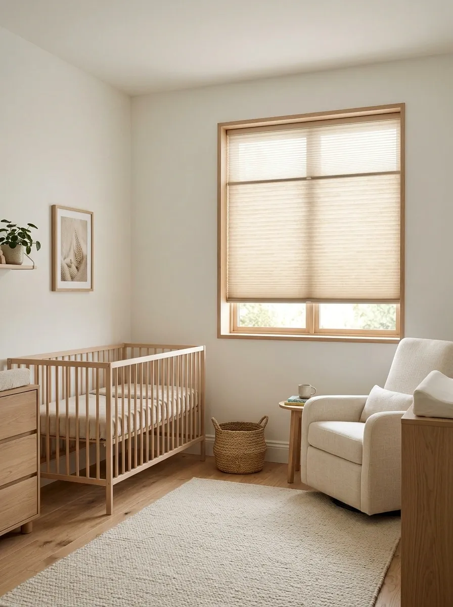 Cordless Cellular Shades in a Soft, Practical Nursery