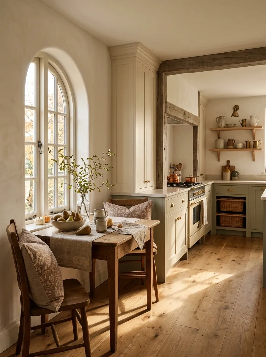 Cottage Thanksgiving Kitchen With a Breakfast Table