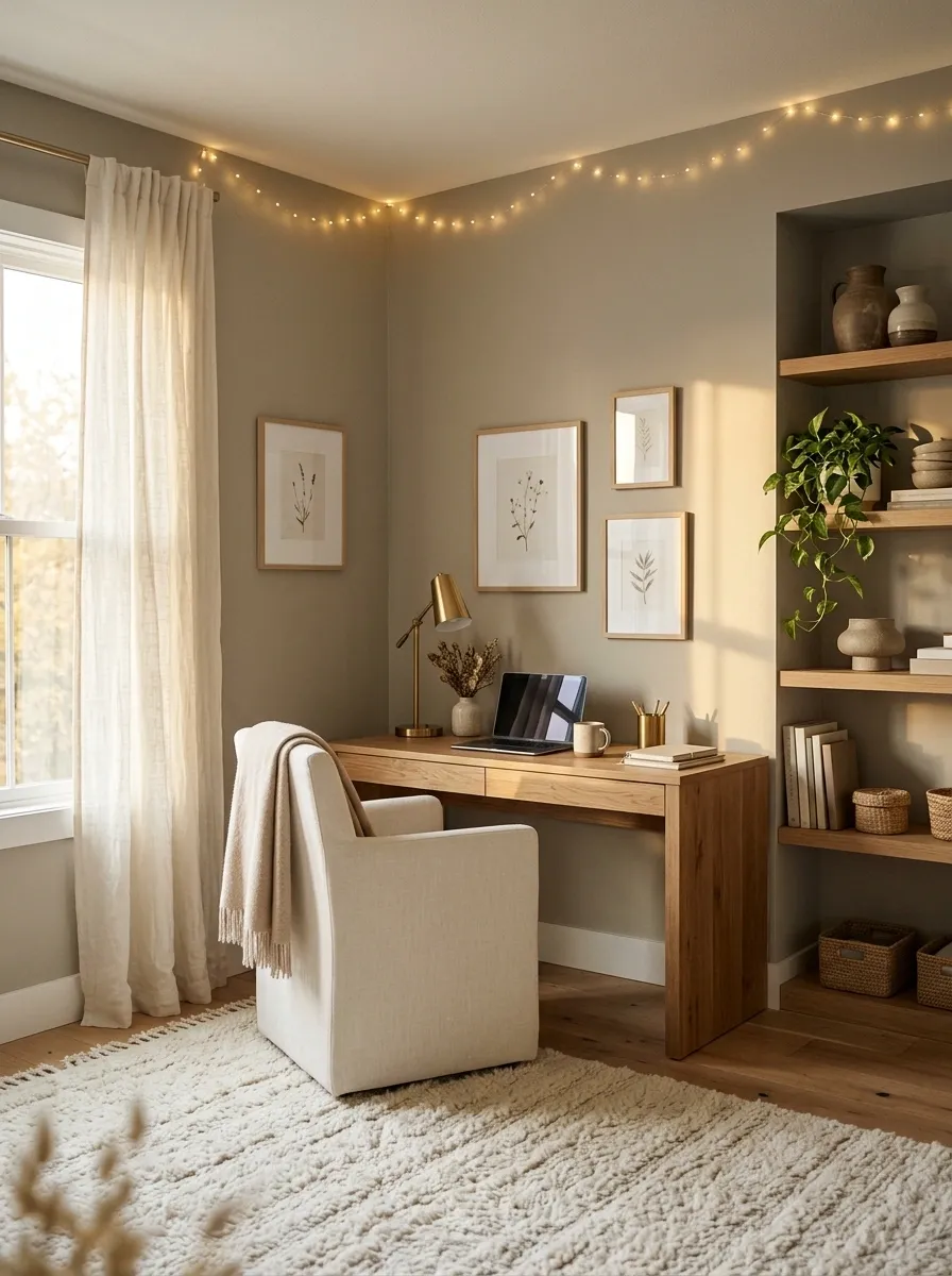 Cozy Corner Office With a Soft Ceiling Perimeter