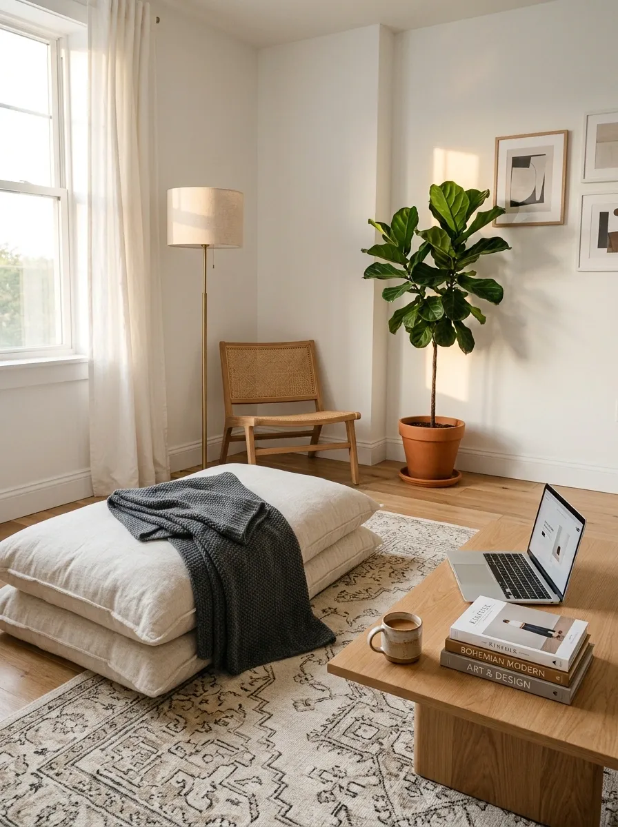 Create a Cozy Floor Lounge With Oversized Cushions