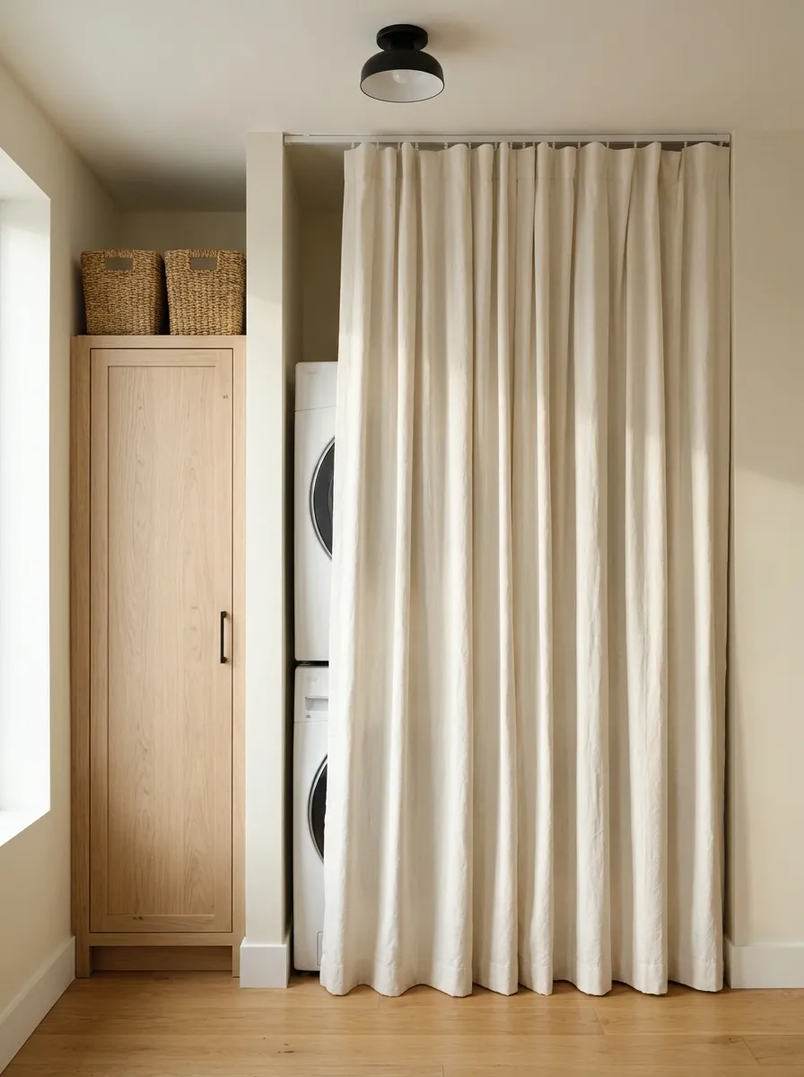 Curtain-Front Rental Nook With Freestanding Storage