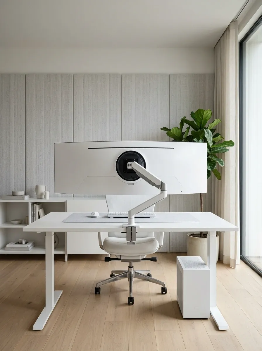 Curved Ultrawide White Gaming Station