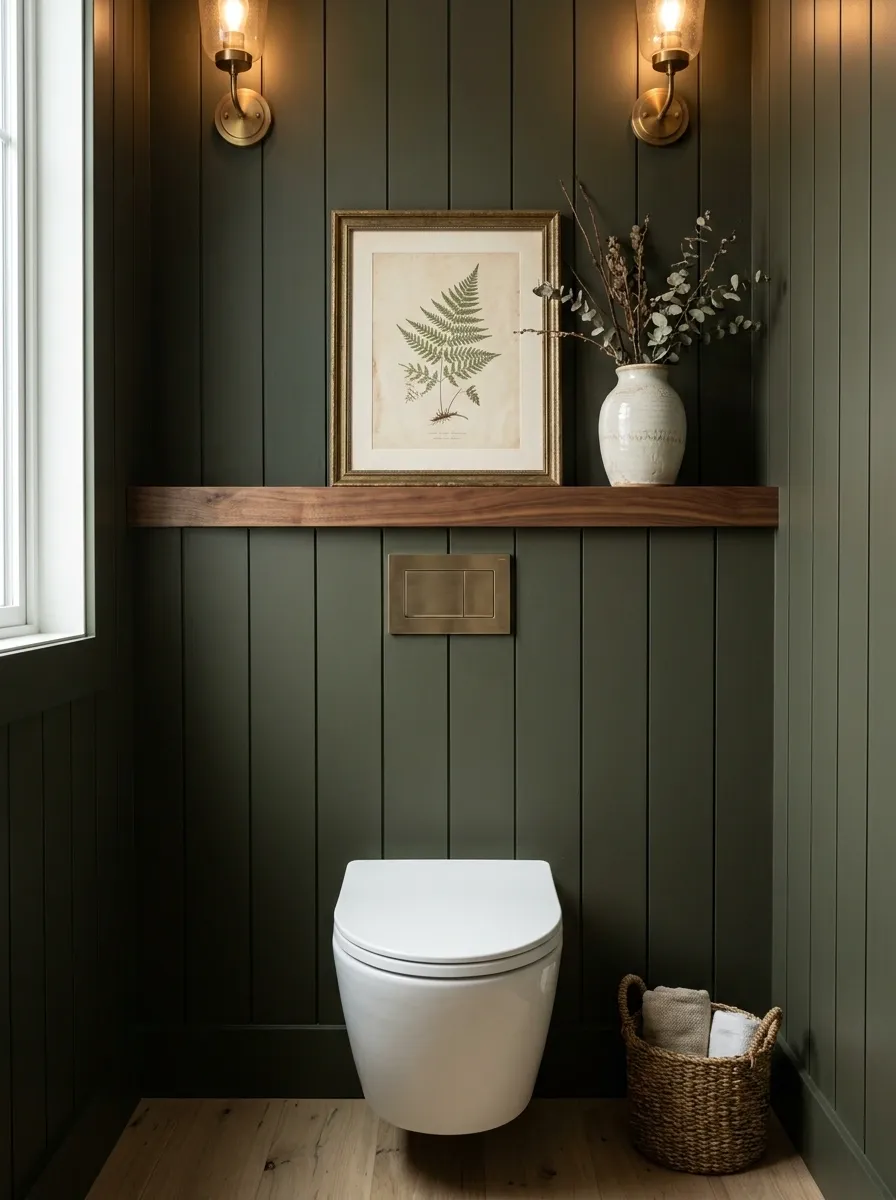 Dark Olive Wall With Antique Brass