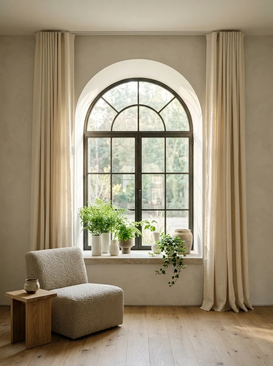Deep Arch With a Planting Ledge and Plain Side Panels