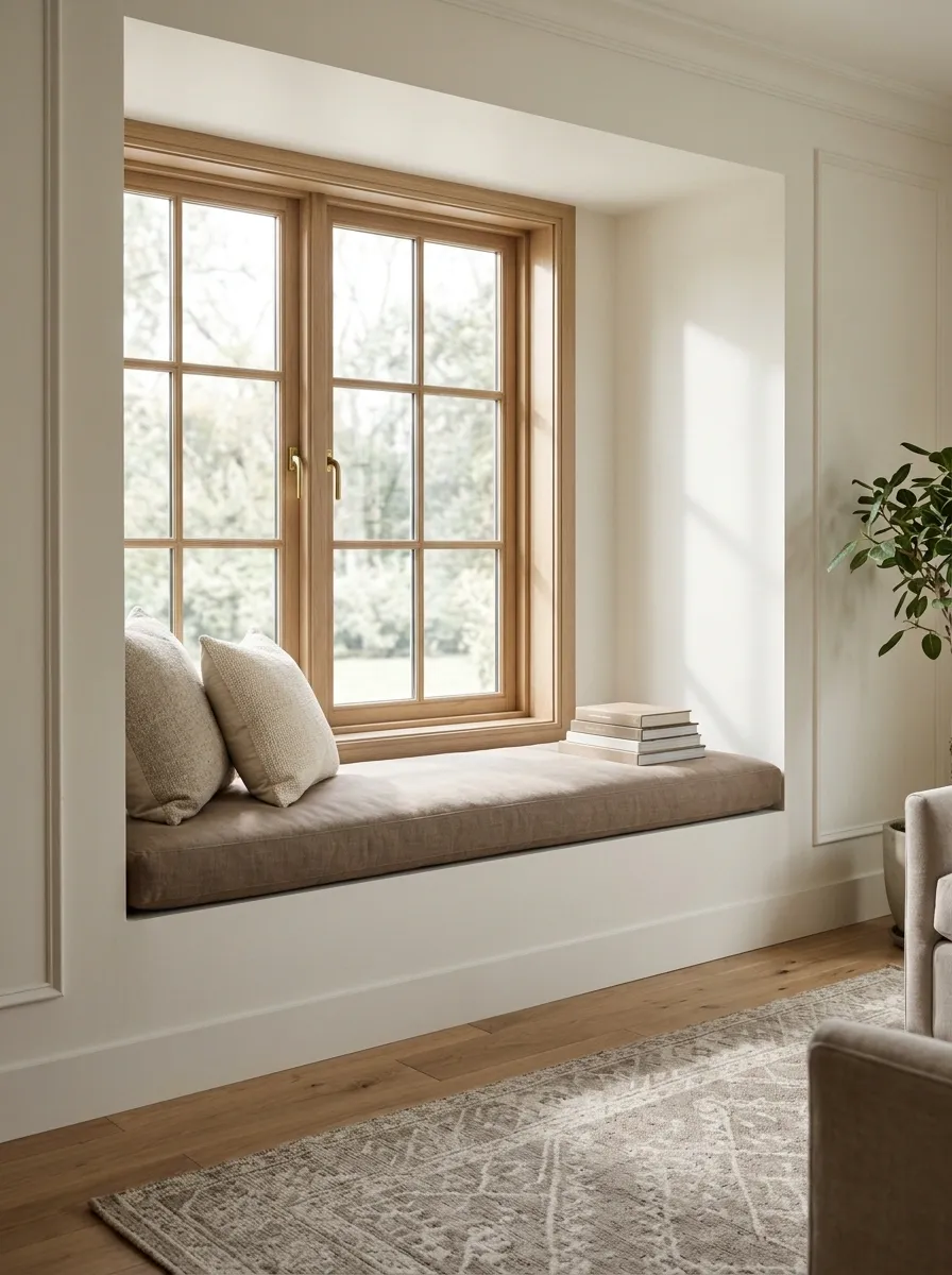 Deep Window Sill Styled as a Reading Nook