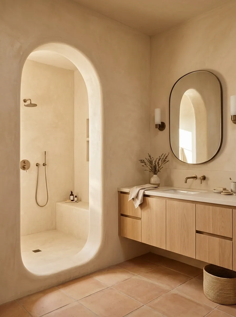 Desert Adobe Bathroom With Curved Shower Architecture