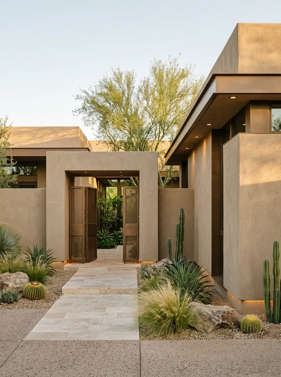 Desert Modern Courtyard House in Sand and Bronze Tones
