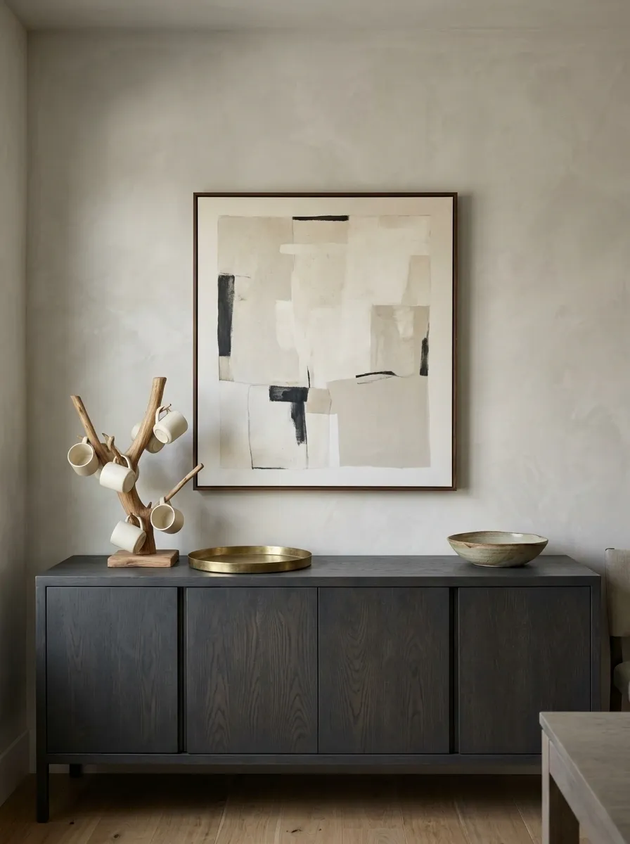 Dining-Room Sideboard With a Sculptural Branch Mug Holder