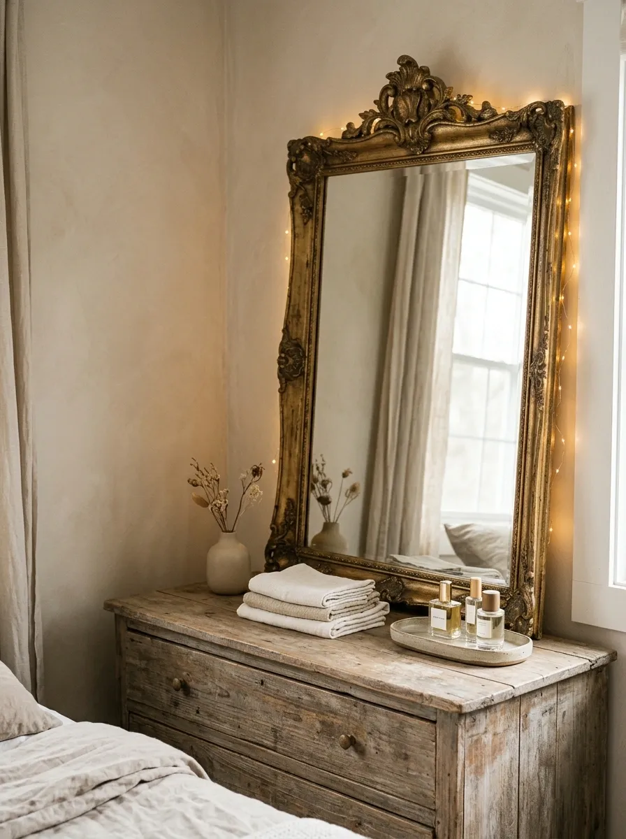 Dresser Corner With a Vintage Mirror