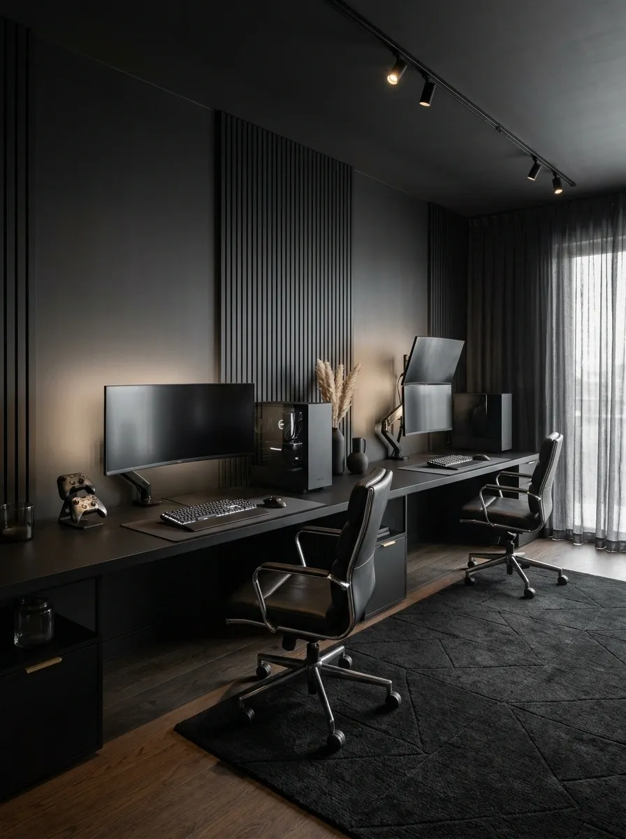 Dual Black Gaming Stations for Two Players