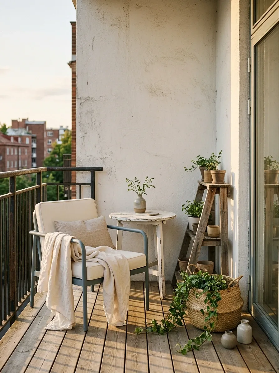 Dusty Blue and Weathered White Coastal Balcony