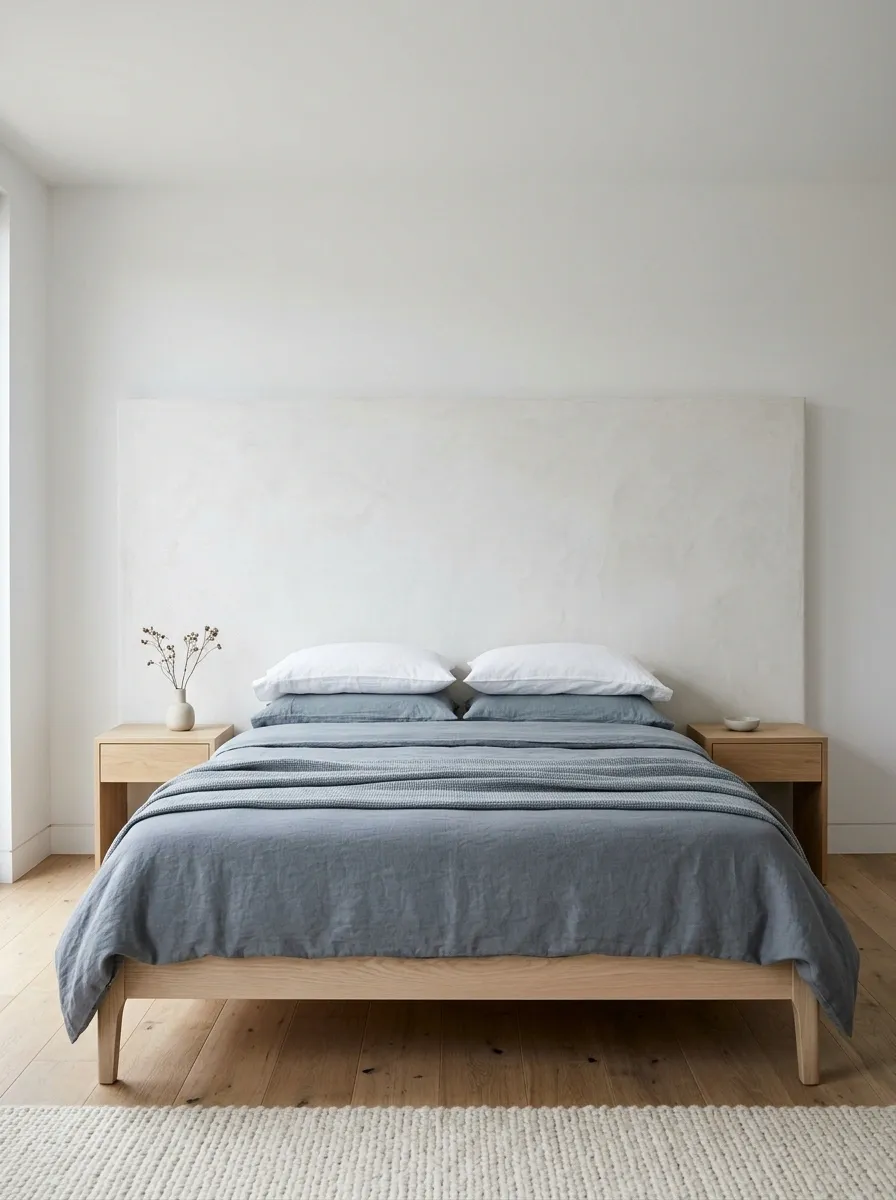 Dusty Blue-Gray Bedding With Pale Oak and Soft White