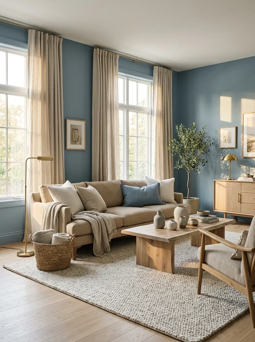 Dusty Blue + Warm Sand With Linen Textures