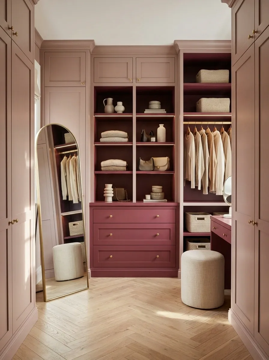 Dusty Rose Closet With Deep Berry Accents