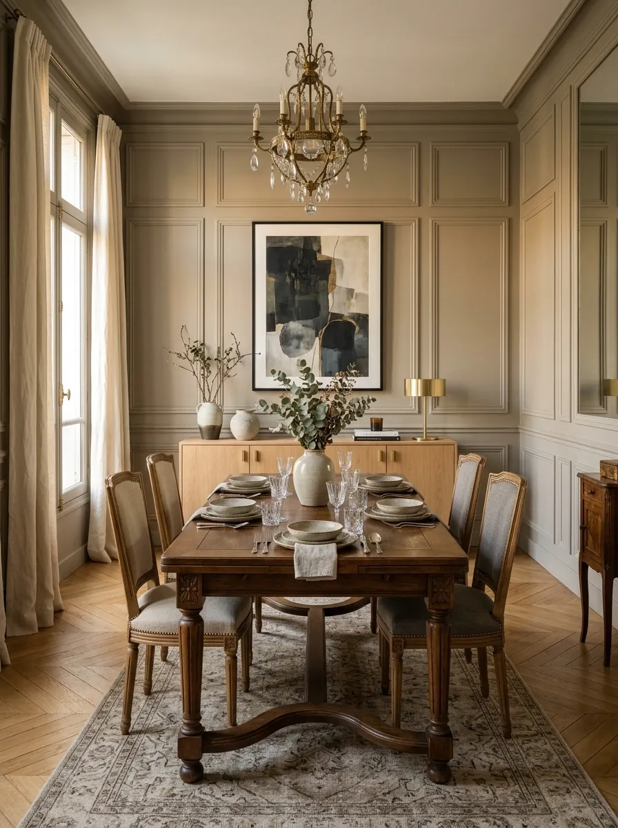 Eclectic French-Inspired Dining Room With Modern Accents