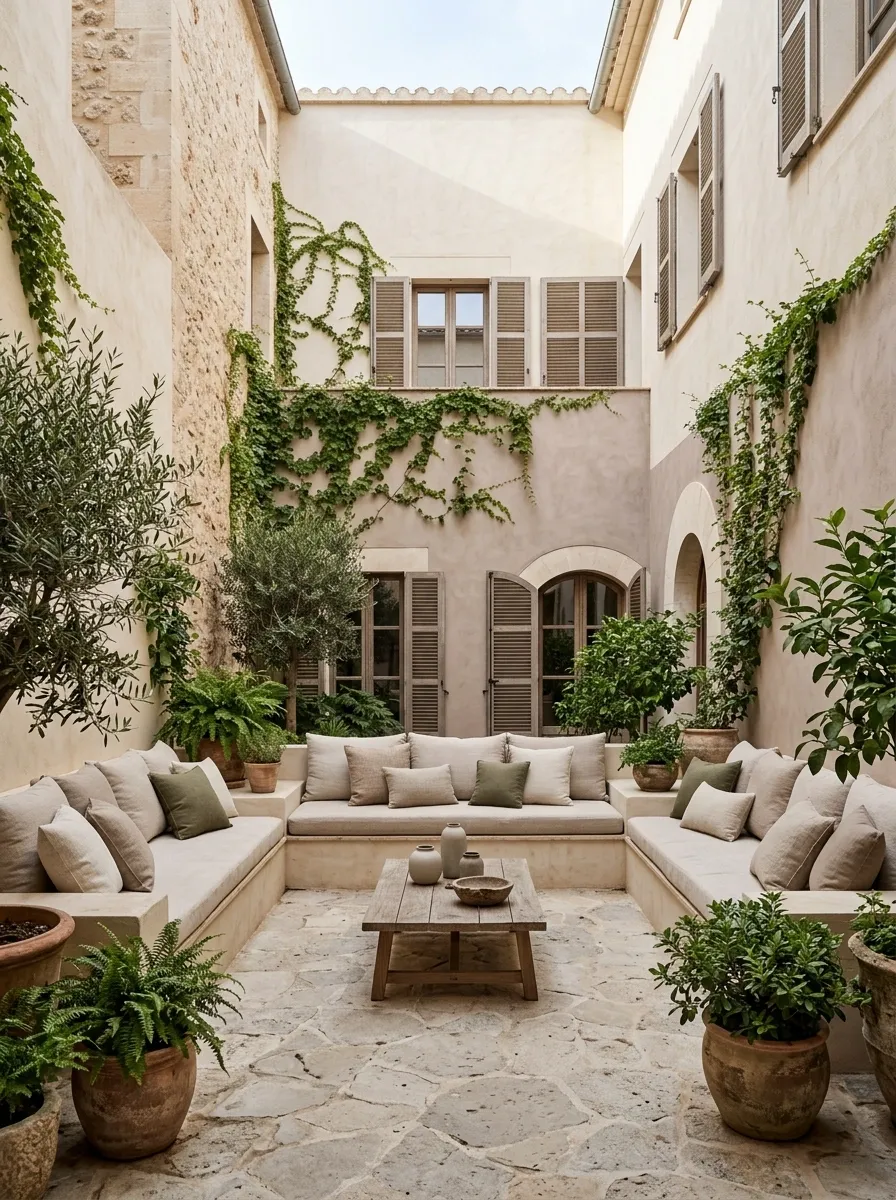 Enclosed Courtyard With Perimeter Bench Seating