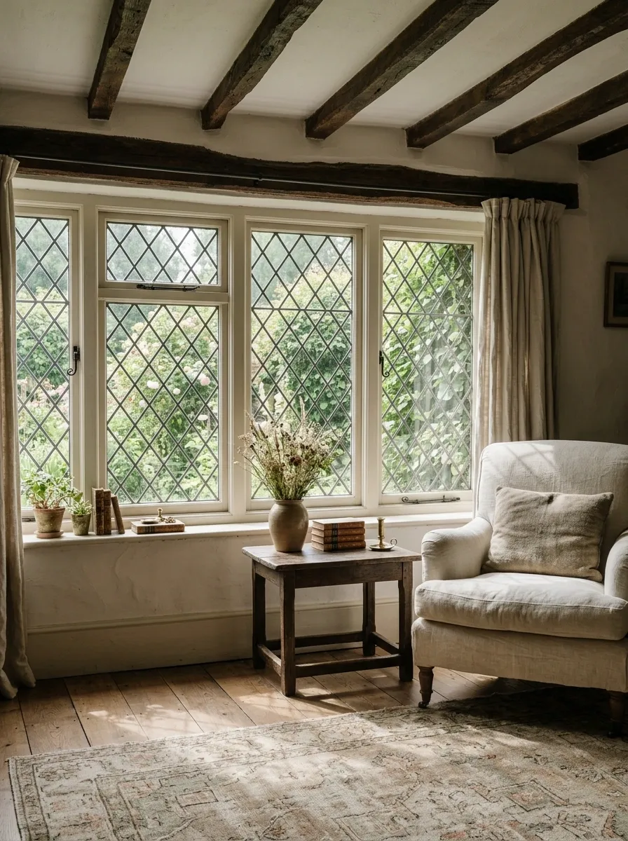 English Cottage Casement Windows With Diamond Leadwork