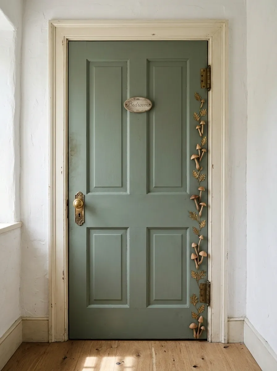 Fairy-Tale Cottage Door With Mushroom and Woodland Details